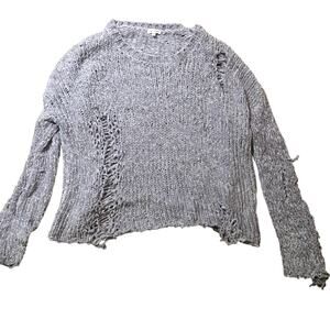 En Creme Distressed Cropped Chenille Sweater Sz S/M